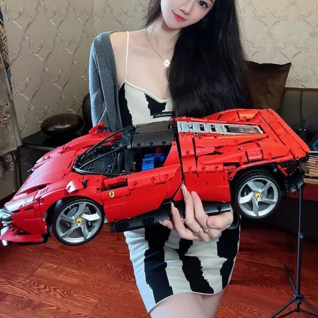 汽車積木 兼容樂高法拉利42143跑車賽車機械組Daytona SP3積木玩具兒童禮物