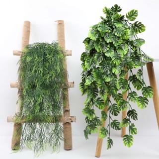 模擬波斯葉藤條 植物管道吊頂裝飾花藤 假花塑膠綠葉纏繞 裝飾綠植壁掛 龜背葉藤條 人造藤條 牆壁掛