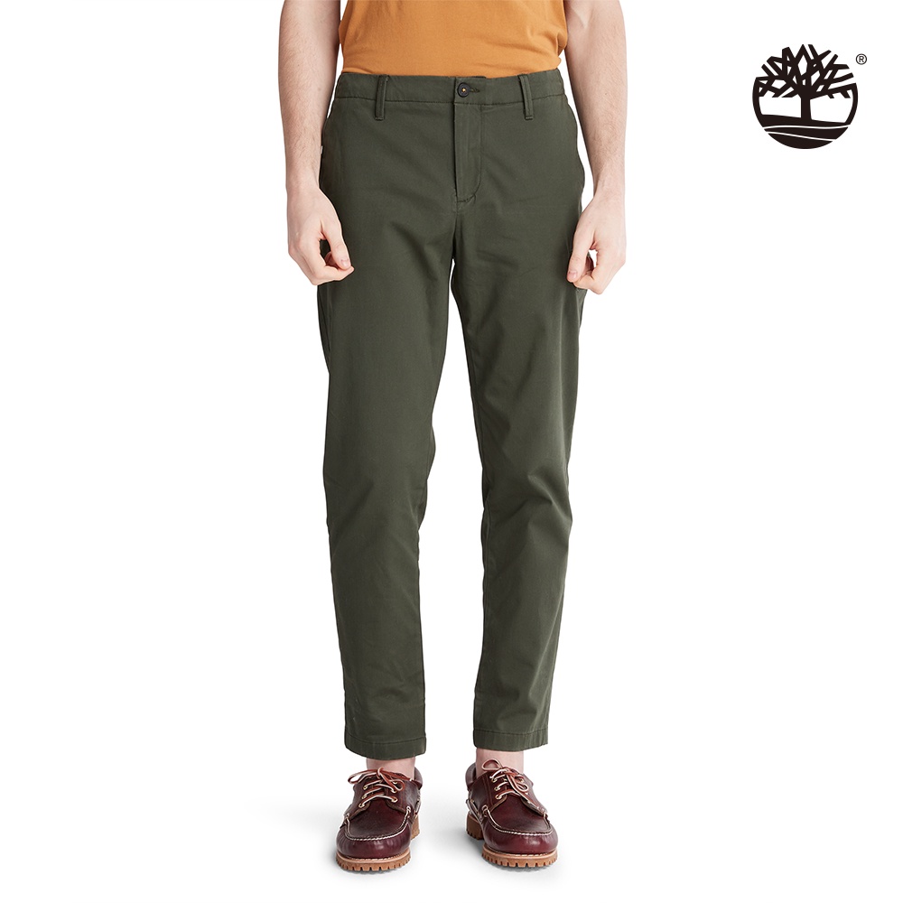 Timberland 男款深灰綠有機棉保暖彈性工裝褲|A5UWHU31
