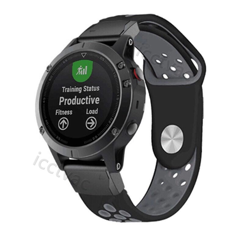 適用於佳明Garmin Fenix3/HR/Fenix 7X 雙色快拆矽膠錶帶 MK1防水防汗運動軟矽膠透氣錶帶26mm