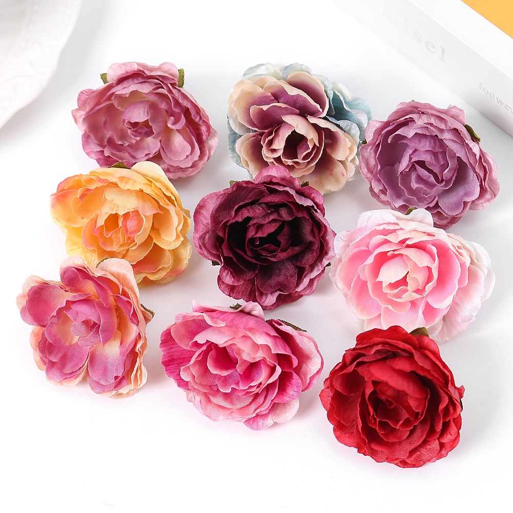 1 件 5 厘米絲綢玫瑰人造花頭牡丹婚禮裝飾傢居房間花瓶裝飾假花牆蛋糕裝飾 DIY 禮物仿真花