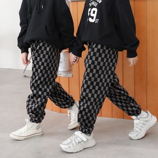 90-150CM 兒童刷毛格子褲 冬季韓版童裝 男女童時尚休閒褲 中兒童洋氣舒適格子褲 寶寶長褲