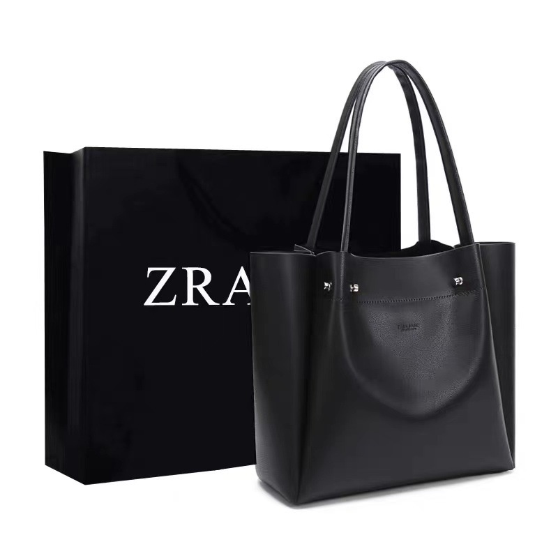Zara 新款大容量簡約彈力皮包帶手帶