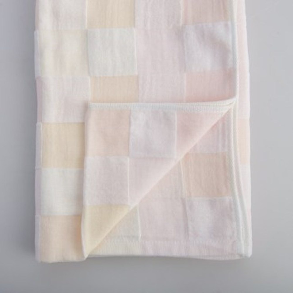 【HOLA】和風無撚紗布彩格浴巾(粉)66x137