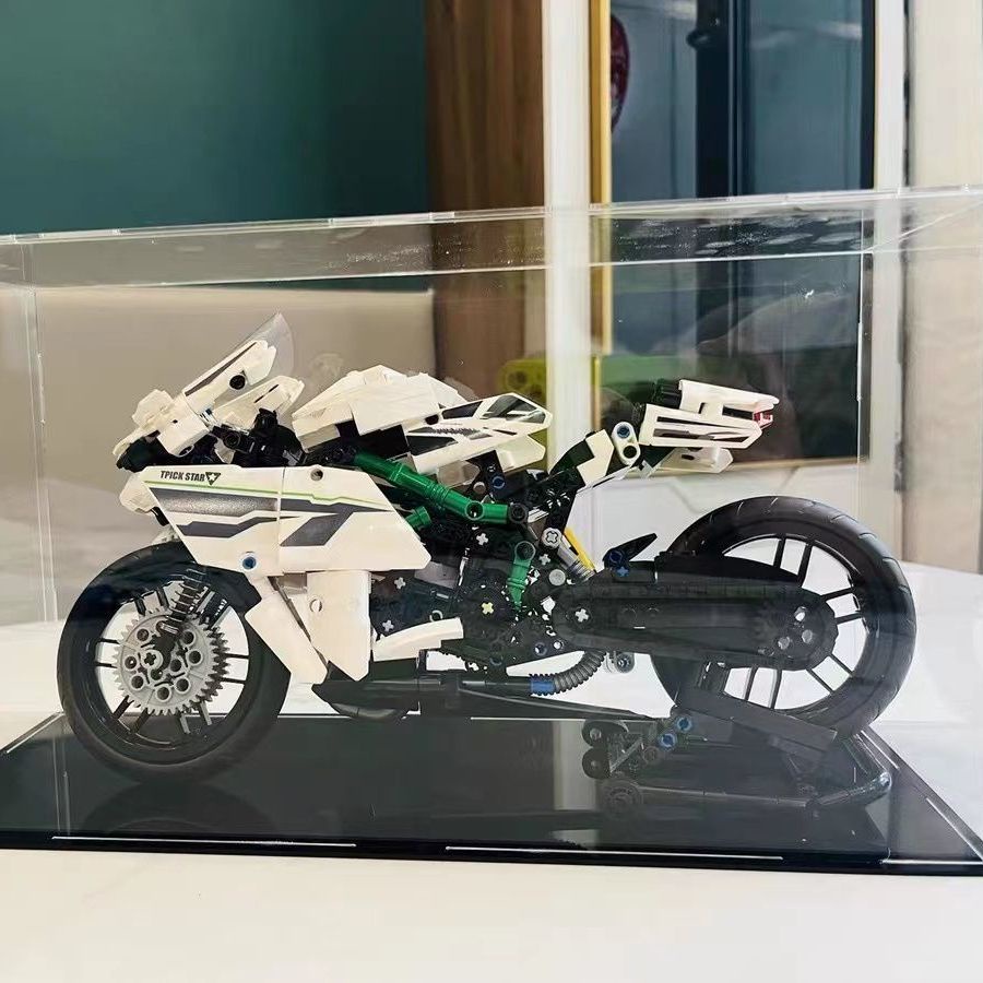 摩托車積木 兼容樂高積木川崎h2r摩托車系列模型機車忍者400成年難度拼裝玩具