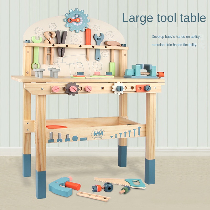 Familygongsi Kids 木製工作台套裝兒童工具台假裝遊戲 STEM 玩具