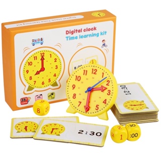 Familygongsi 時鐘桌遊 時鐘+卡片+骰子套裝組 時鐘桌遊 學習鍾 時鐘學習 時間學習 時間卡片