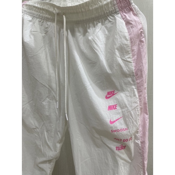Nike NSW Swoosh粉色梭織串標運動長褲💖（M號）
