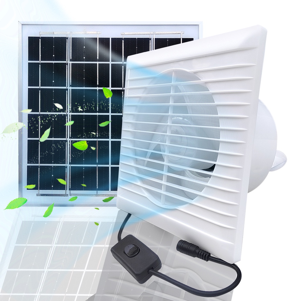 太陽能抽風機 抽風扇 排氣機 4吋6吋8吋對流風扇高速排氣扇通風降溫帶防回流裝置,適用於寵物房、溫室、雞舍、棚子和陽光