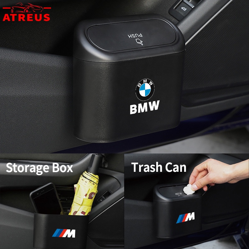 寶馬汽車垃圾桶掛式翻蓋垃圾桶按壓式儲物盒收納盒汽車配件適用於 E36 E46 E30 E90 F10 F30 E39 E
