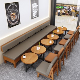 【私想家】餐飲專區 咖啡廳雙人卡座沙發 軟包 蛋糕奶茶店實木桌椅組合 餐桌椅 桌子椅子