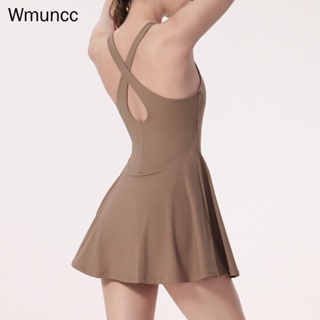 Wmuncc 女士訓練瑜伽網球裙健舞蹈連身裙透氣防走光跑步運動短裙