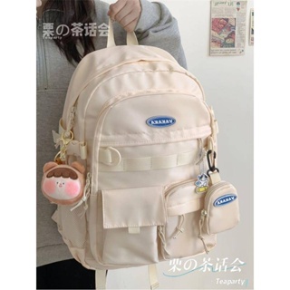 韓國 大學生 雙肩包 女 小眾 設計款 高中生 簡約 百搭 書包 旅行 背包 男 潮流