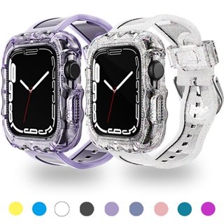 透明波浪蘋果手錶帶錶殼兼容Apple Watch ultra8 7 6 5 4 SE 45 44 42 41 40mm