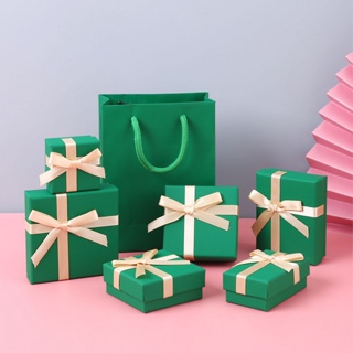翡翠綠高品質盒帶海綿紙盒首飾收納盒耳環項鍊手鍊戒指