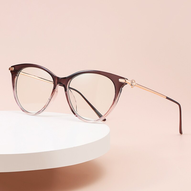女士光學眼鏡框眼鏡全框貓眼時尚時尚 AR 塗層眼鏡帶食譜