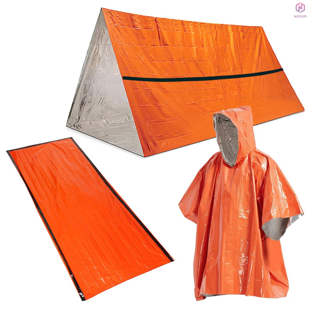 戶外應急求生裝備防水熱反光保暖雨披雨衣帶睡袋和帳篷避難所露營遠足探險【15】【新到貨】