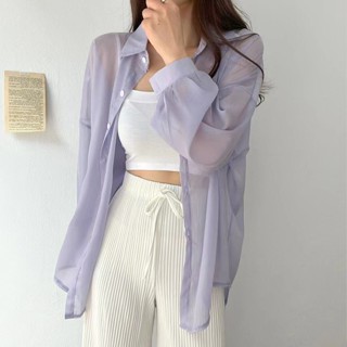 【Wik】防曬衣 女 韓國Chic氣質長袖薄款防曬衫女夏季新款雪紡襯衫外套空調衫白上衣
