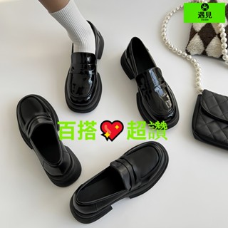 樂福鞋 小皮鞋 日系小皮鞋 皮鞋 百搭小皮鞋新款春季法式小皮鞋女時尚圓頭英倫風軟底樂福鞋黑色jk單鞋黑色小皮鞋亮面小皮鞋