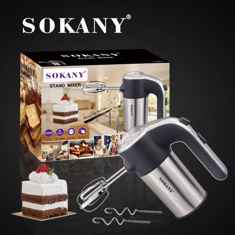Sokany台式打蛋器不銹鋼800w 5檔可調廚房食物打蛋器