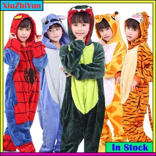 Kigurumi 蜘蛛俠恐龍縫線龍貓熊貓連體衣卡通睡衣兒童兒童動物連身衣女孩男孩動漫角色扮演服裝