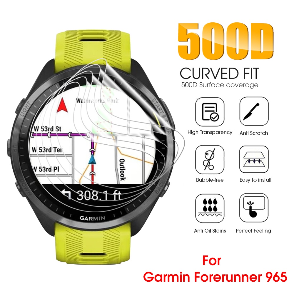 1 件 Garmin Forerunner 965 智能手錶水凝膠膜非玻璃防刮防污保護軟高清透明軟膜配件屏幕保護膜