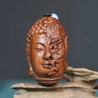 【艾朵拉水晶】【請先聊聊確認有無現貨】花梨木雕刻一念之間實木手把件佛魔心生木質文玩車載掛件揹包掛飾