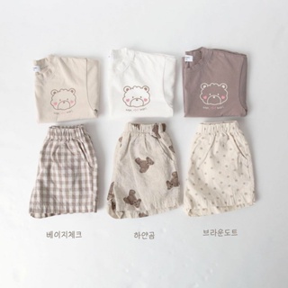 【現貨】韓版新款寶寶薄款純棉短袖T恤寬鬆短褲兩件套 ins兒童夏裝衣服可愛小熊上衣五分褲套裝