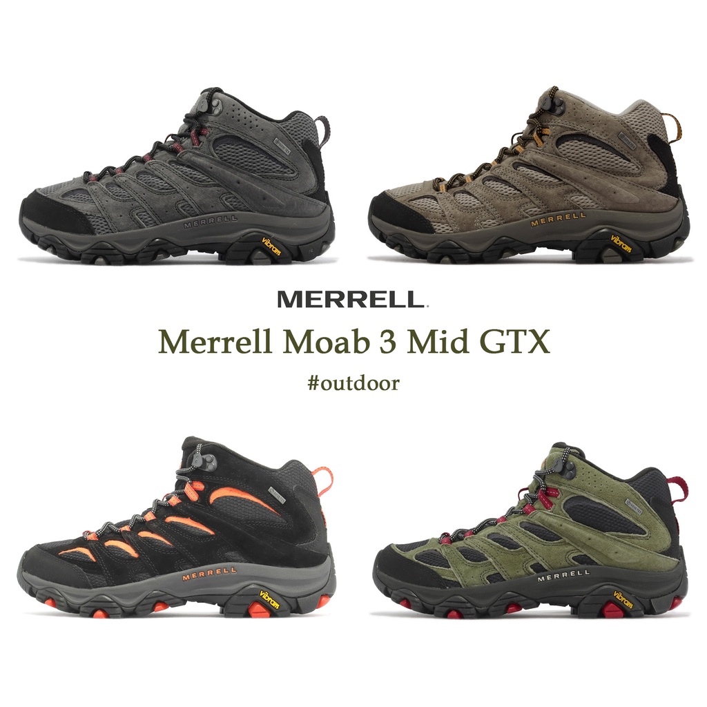 Merrell Moab 3 Mid GTX 防水 登山鞋 戶外 黃金大底 黑 灰 卡其 綠 男鞋 任選【ACS】