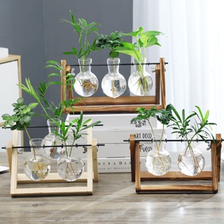 現特價魚缸過濾器--創意木架桌面水培玻璃花瓶養綠蘿植物花盆容器擺件辦公室客廳裝飾