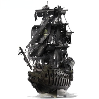 3d 金屬拼圖飛行荷蘭人模型建築套件海盜船拼圖青少年腦筋急轉彎 DIY 玩具