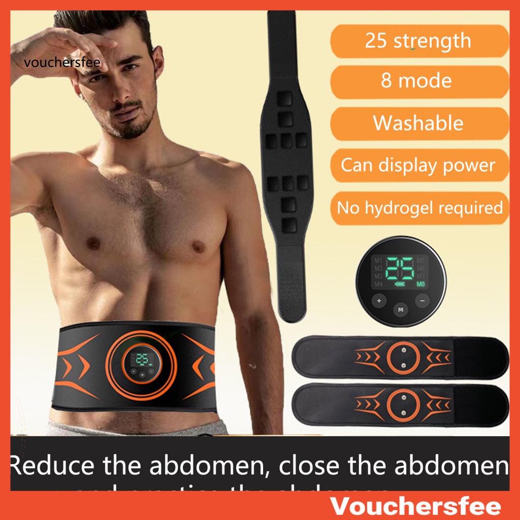 【VOU】1套USB充電運動脈衝帶健身用品EMS帶腹肌貼智能控制