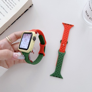 編制紋 矽膠錶殼錶帶 適用於 Apple Watch S8/Ultra/7/6/se2/4/3/2/se蘋果手錶錶帶