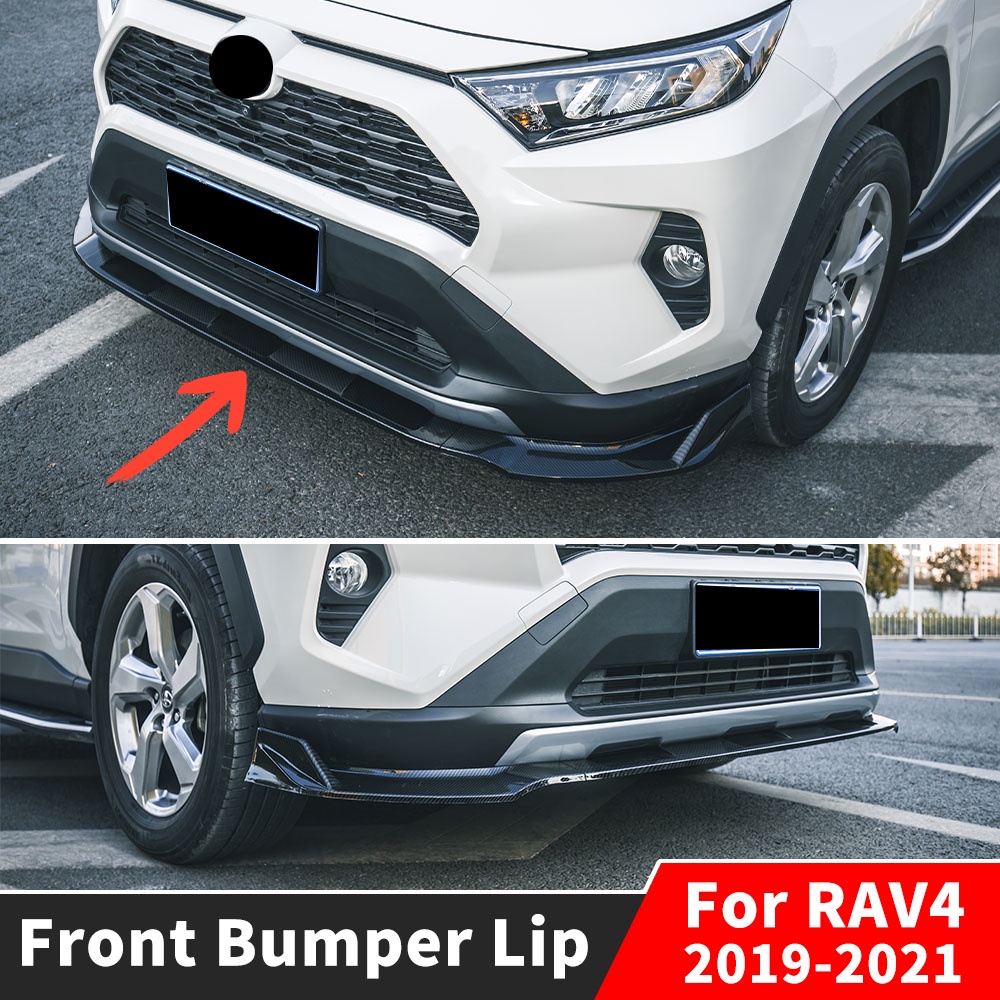 用於豐田 RAV4 2019 2020 2021 的下前保險槓唇下巴碳纖維外觀車身套件擴散器擾流板導流板配件