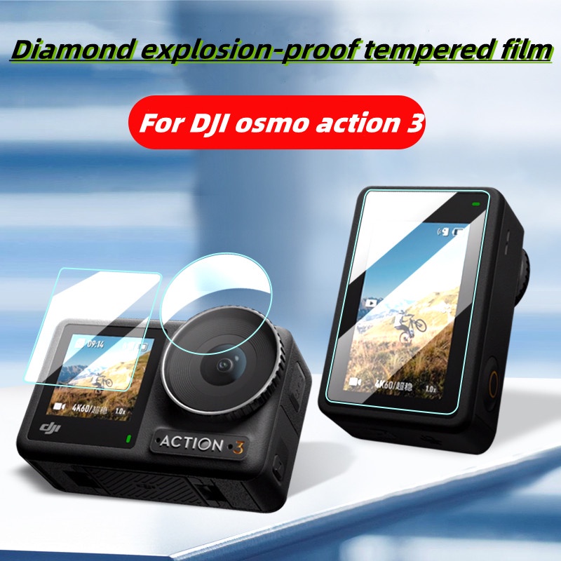 適用於 DJI Action 3 屏幕鏡頭保護膜高清鋼化玻璃適用於 DJI Osmo Action3 運動相機配件