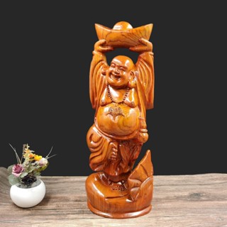 【艾朵拉水晶】【請先聊聊確認有無現貨】50/60CM元寶彌勒佛擺件 黑檀實木木雕工藝品紅木創意家居裝飾禮品