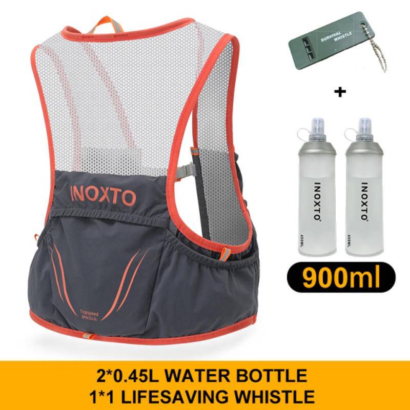 INOXTO 環島馬拉松跑步背心帶2*450ml水壺輕便跑步背包補水越野跑背心自行車徒步跑步慢跑超輕夾克外套