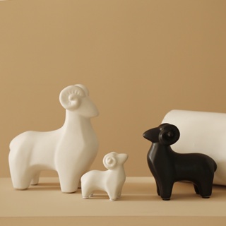 北歐陶瓷小羊擺件可愛三羊開泰擺設家居生肖羊裝飾品動物擺飾