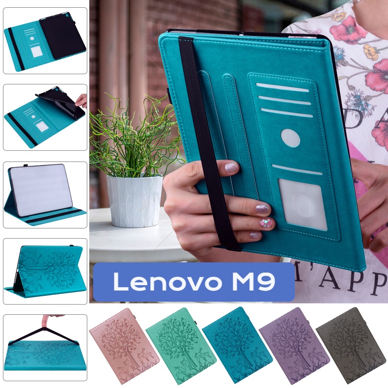 LENOVO 適用於聯想 Tab M9 (TB310XU TB310FU) 9 英寸錢包皮套翻蓋錢包磁性智能保護套