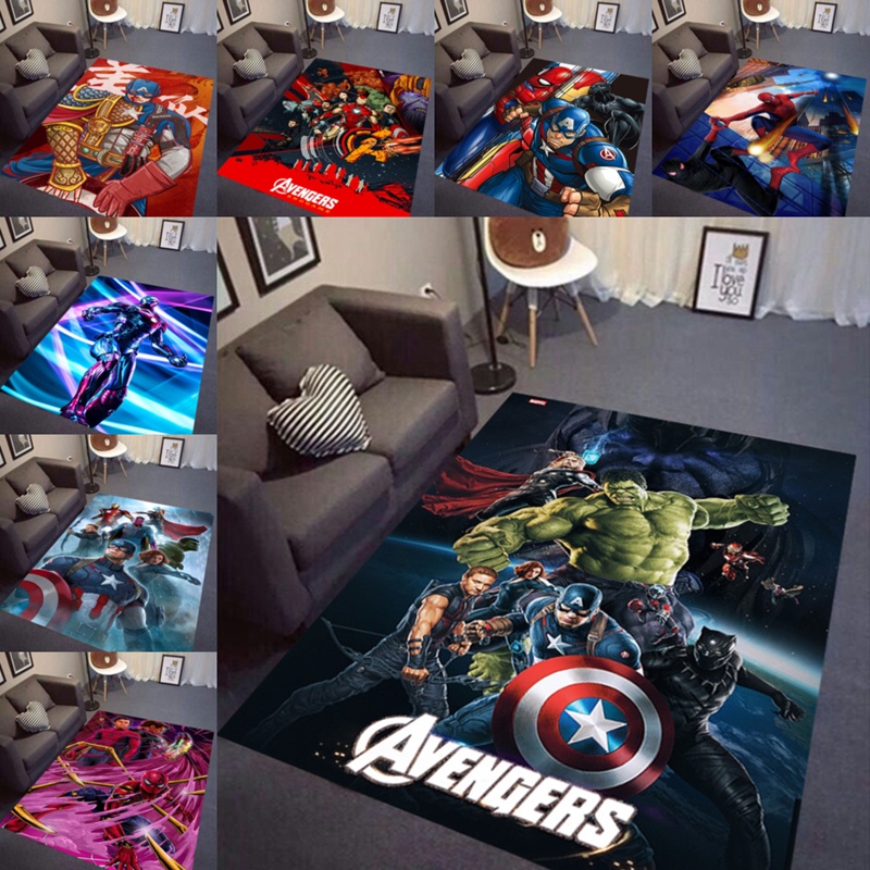 創意漫威復仇者聯盟地毯客廳臥室床邊美隊蜘蛛俠鋼鐵俠房間地墊可訂製