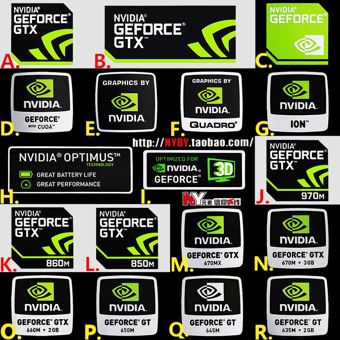 [數位貼紙]原裝NVIDIA GTX GEFORCE QUADRO顯卡 標籤貼紙 筆電 臺式機