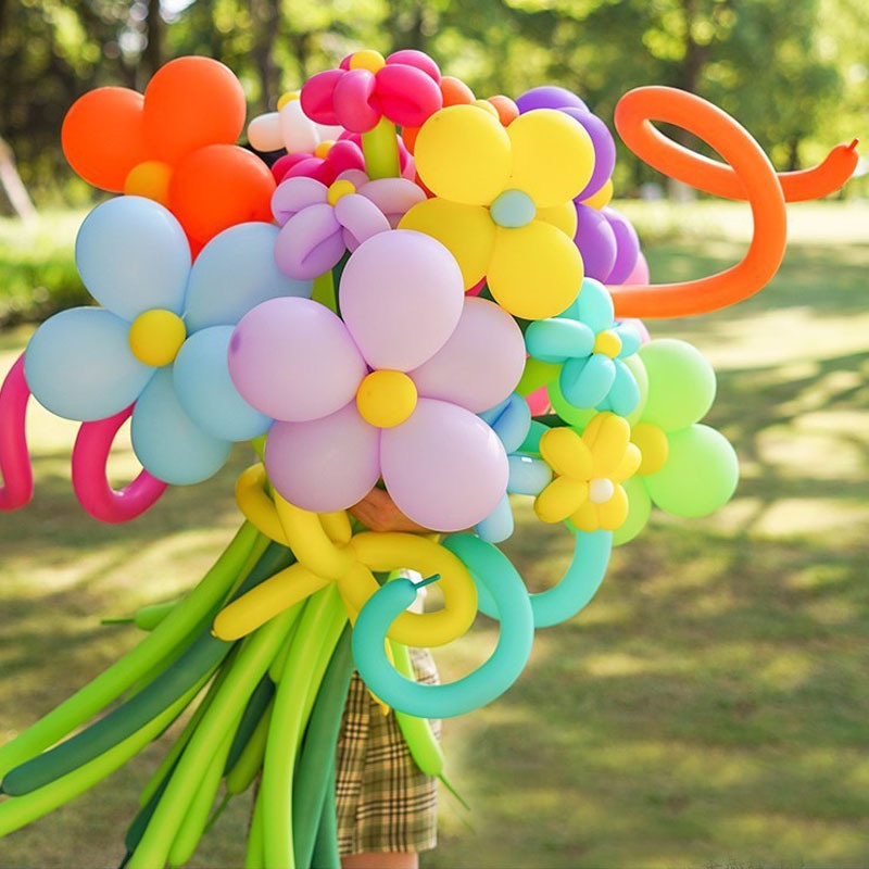 網紅氣球花束加厚1.8克魔術氣球造型長條氣球馬卡龍乳膠編織氣球