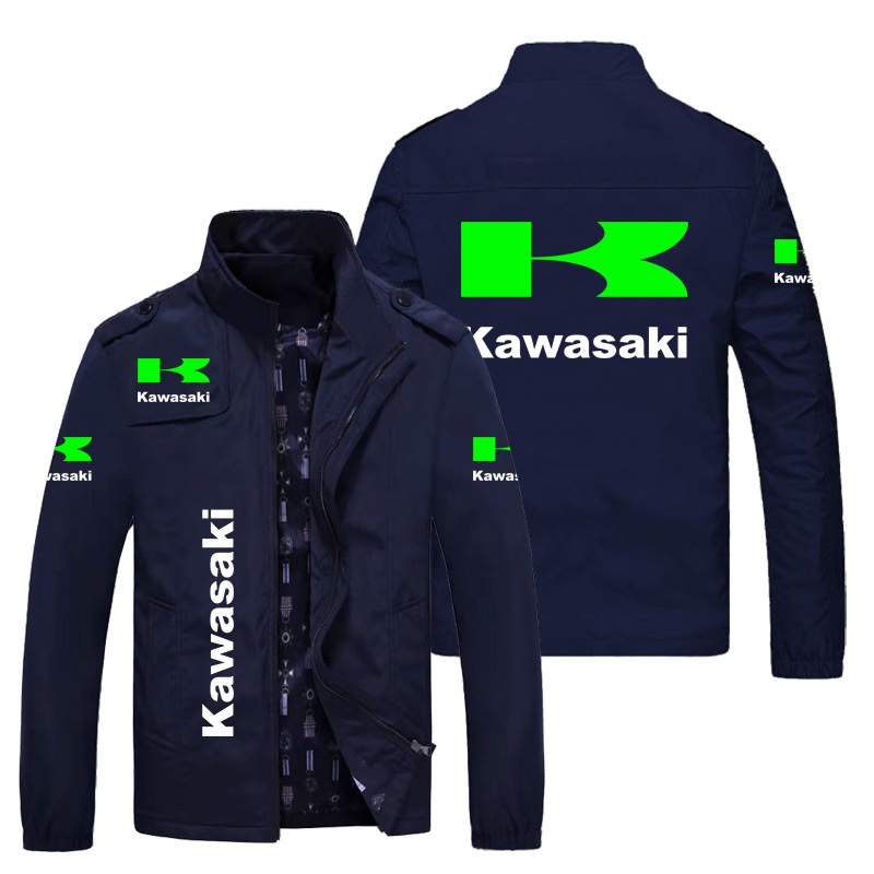 KAWASAKI標誌夾克 春秋男士休閒車標印花時尚街頭男士素色運動小外套外套