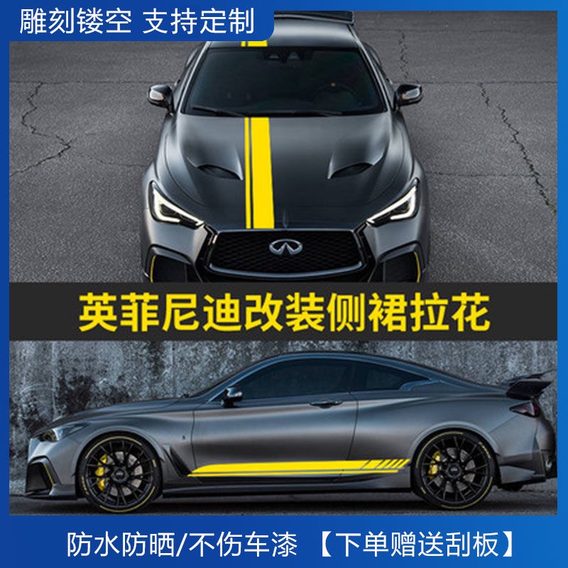 【汽車百貨】適用於Infiniti英菲尼迪汽車貼紙  Q50L改裝裝飾  QX60車身  FX35側裙  G37等拉花引