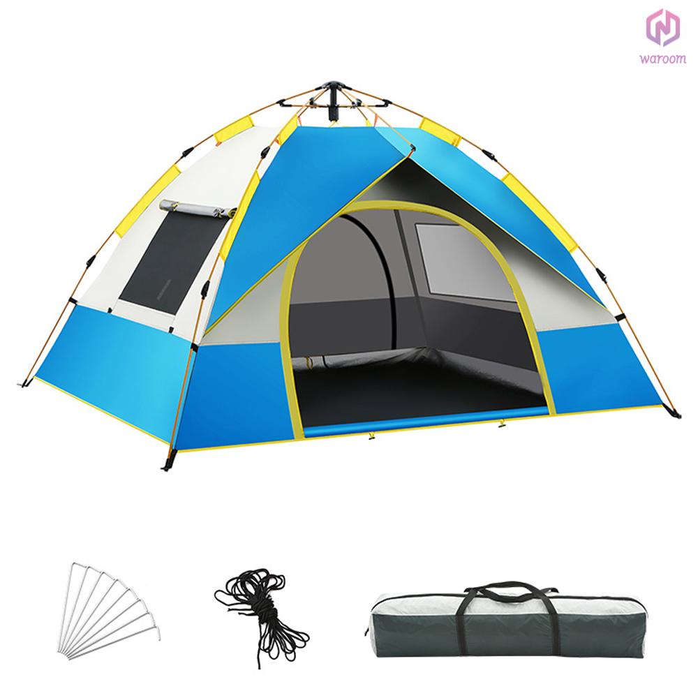 3-4 人露營圓頂帳篷快速安裝戶外帳篷防風防雨紫外線防護罩帶 2 門和 2 窗戶外露營遠足背包[15][新到貨]