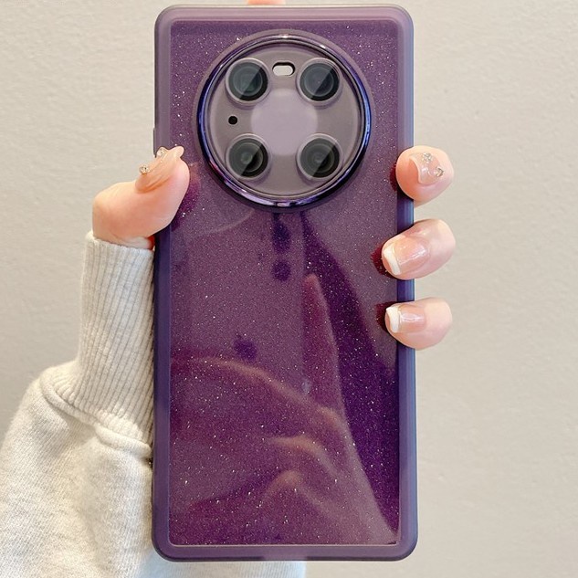 華為mate40/30pro手機殼nova9/8紫色閃粉透明p50自帶鏡頭膜榮耀60