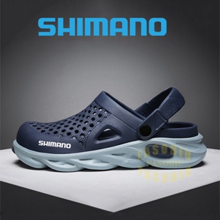 Shimano新款釣魚拖鞋夏季時尚沙灘男士涼鞋橡膠平底透氣孔鞋花園工作防滑釣魚鞋