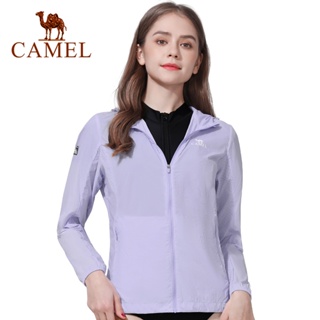 Camel戶外服裝女輕便透氣服裝連帽登山風衣