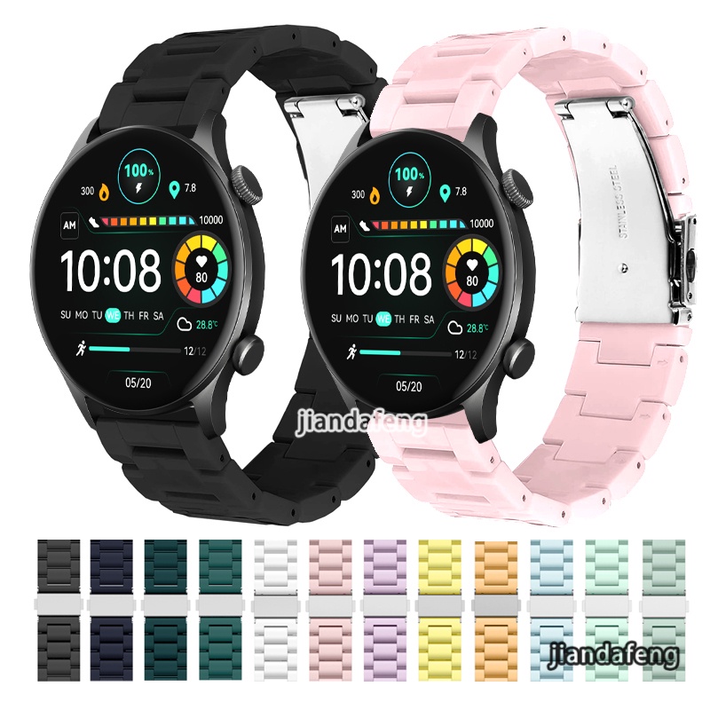 時尚樹脂錶帶亞克力彩色塑料透明錶帶適用於 Haylou Solar Plus RT3