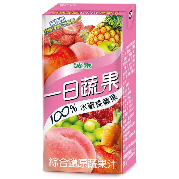 波蜜 一日蔬果100%水蜜桃蘋果蔬果汁(160mlX6包/組)[大買家]
